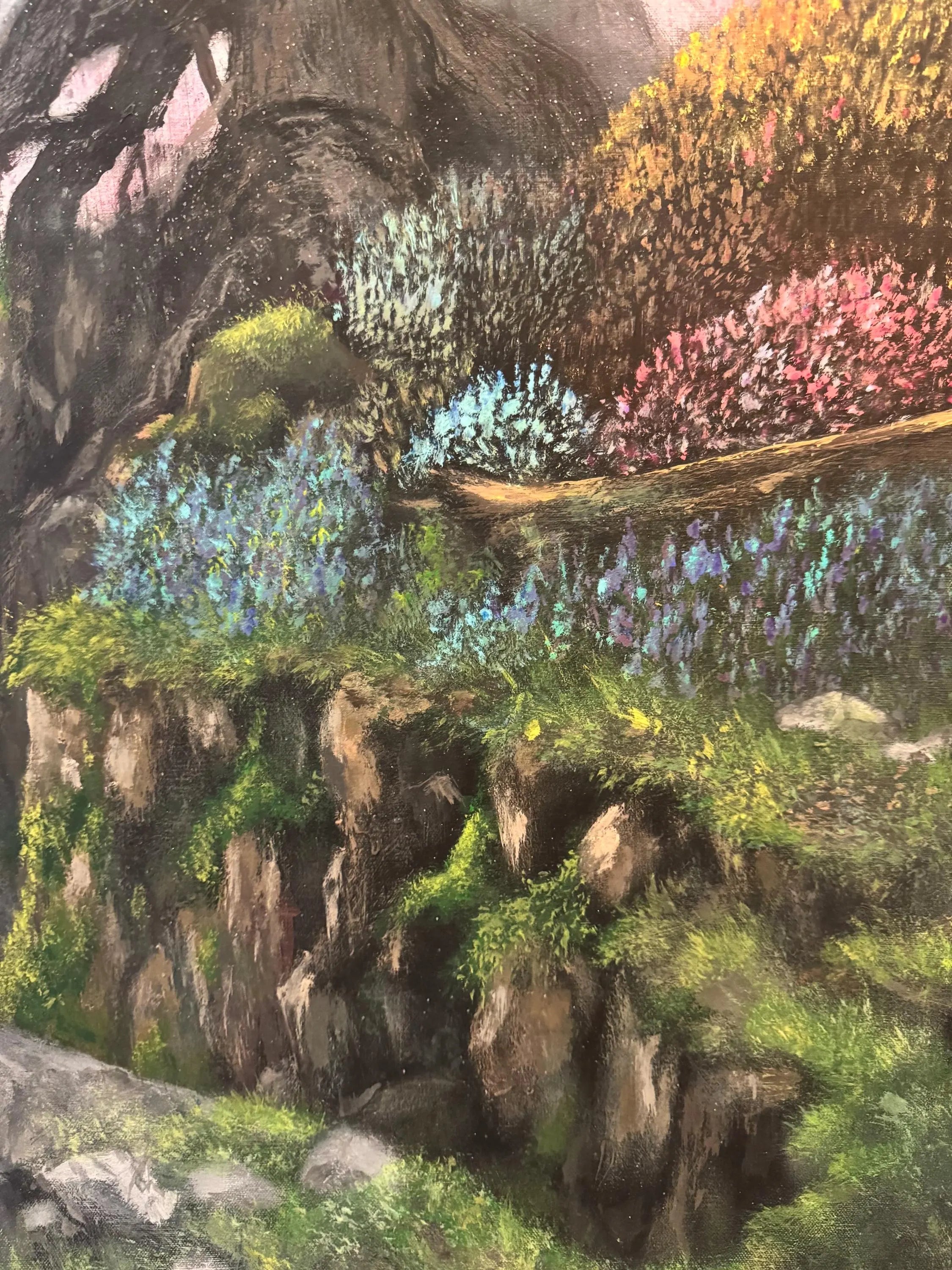 AOKI – Monumental Original Blue Tree Painting | UV Reactive Neon Acrylic Fantasy Landscape | Collector Artwork