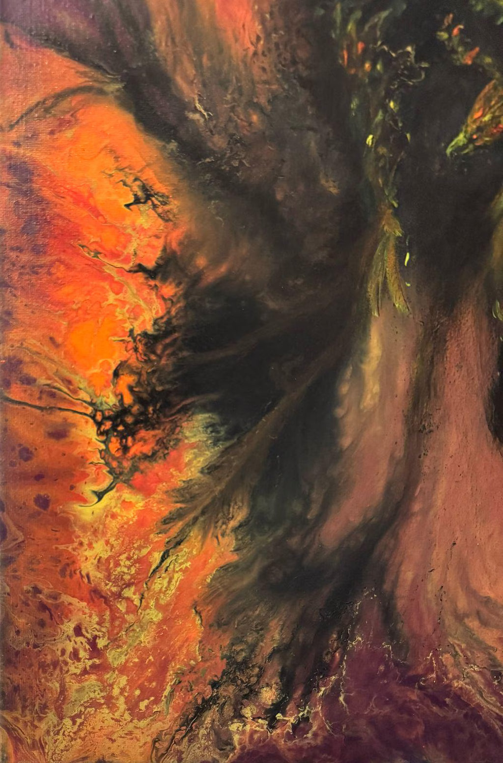 Chromaflow : Phoenix – Original Abstract Firebird Acrylic Painting | Flowing Flame Wall Art | Vibrant Fluid Art on Canvas