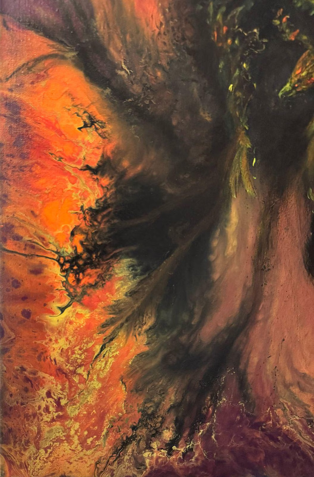 Chromaflow : Phoenix – Original Abstract Firebird Acrylic Painting | Flowing Flame Wall Art | Vibrant Fluid Art on Canvas