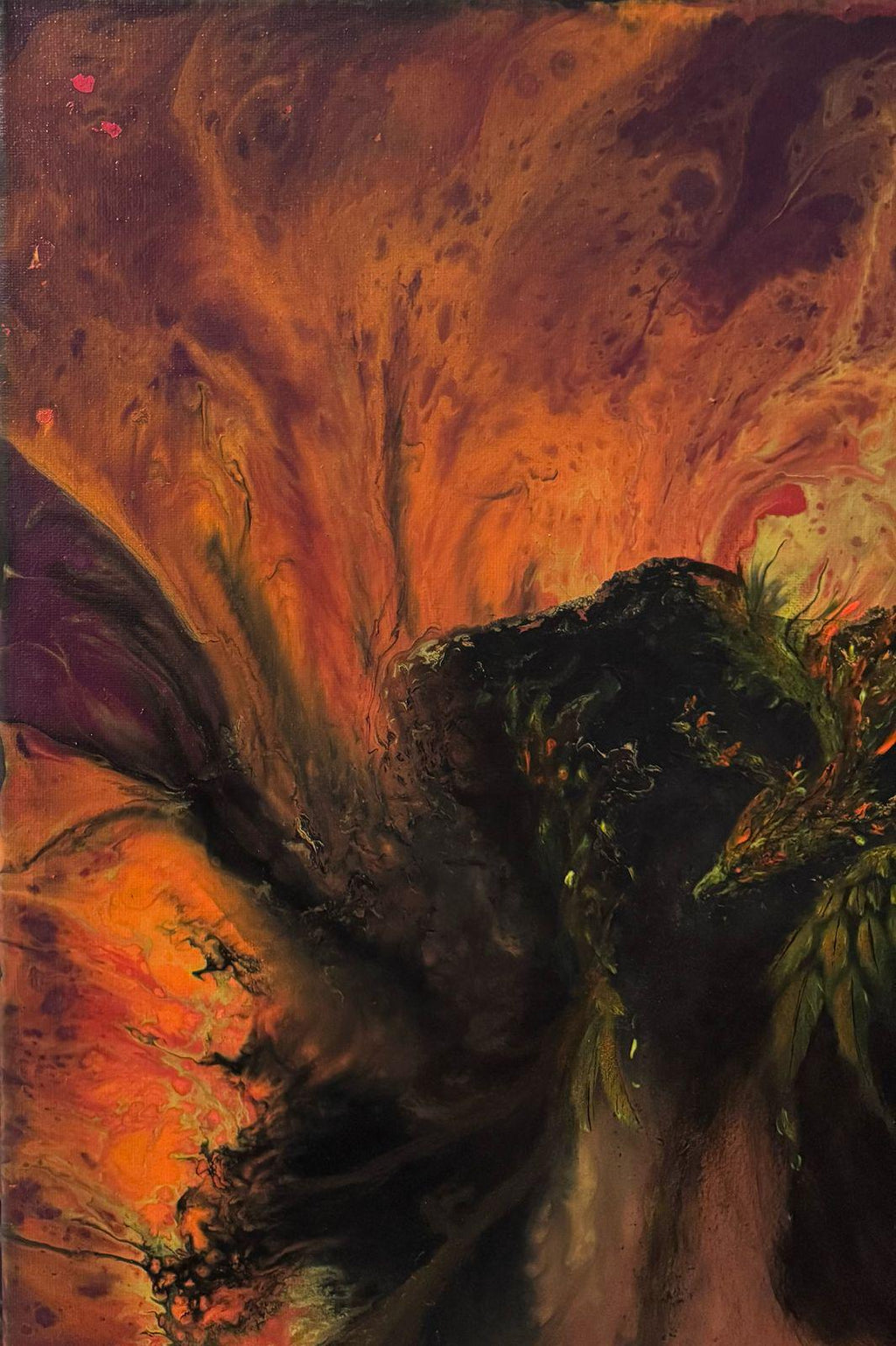 Chromaflow : Phoenix – Original Abstract Firebird Acrylic Painting | Flowing Flame Wall Art | Vibrant Fluid Art on Canvas