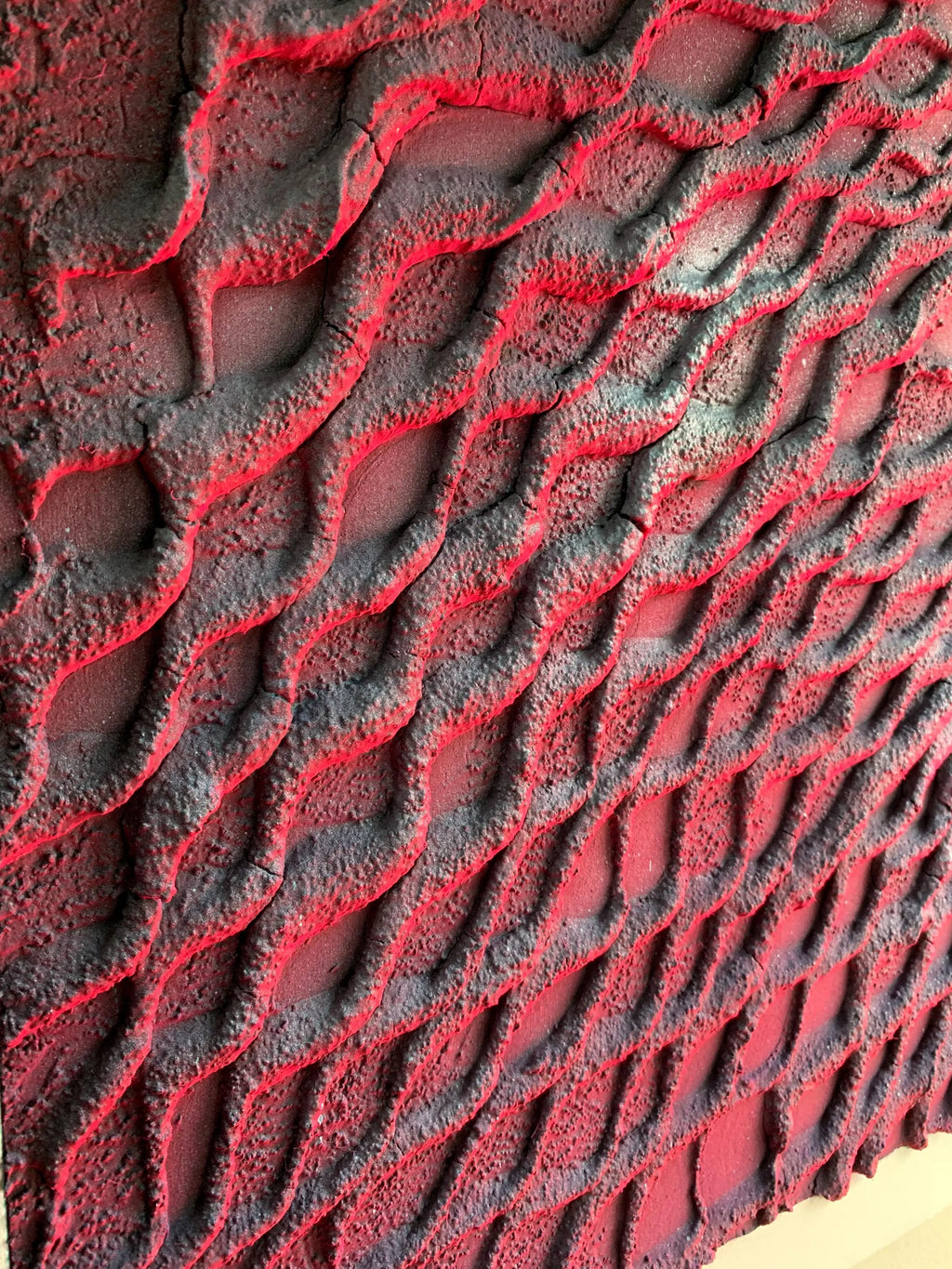 Intrecciare | Sculpted Abstract on Canvas with Fluorescent Pink DNA-Inspired Patterns