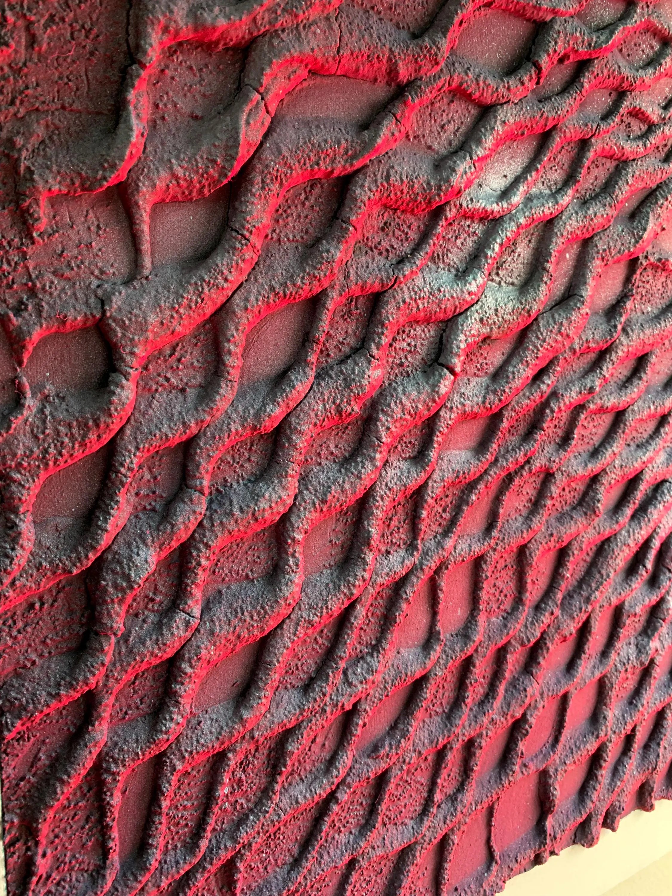 Intrecciare | Sculpted Abstract on Canvas with Fluorescent Pink DNA-Inspired Patterns