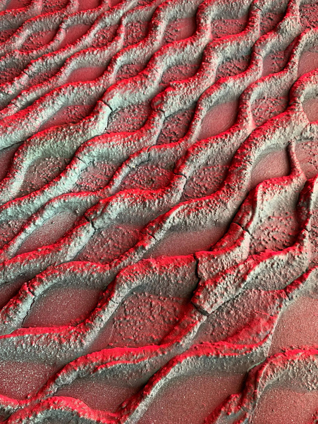 Intrecciare | Sculpted Abstract on Canvas with Fluorescent Pink DNA-Inspired Patterns